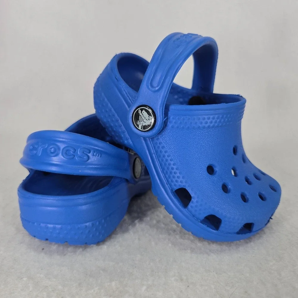Crocs Clogs Kids 2 3 Blue Vented Water Shoes Childrens Breathable 204536
